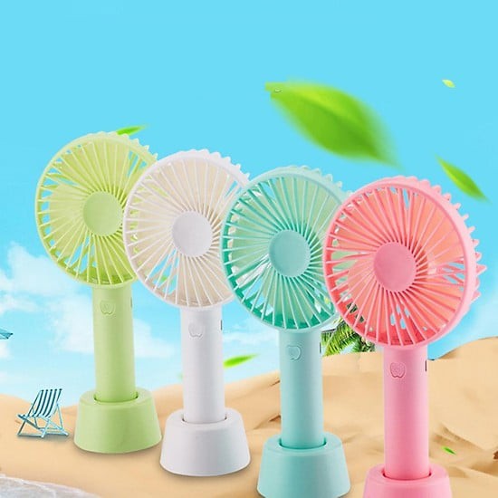 [ ĐỦ MÀU ] QUẠT MINI TÍCH ĐIỆN CẦM TAY 3 CHẾ ĐỘ GIÓ CÓ ĐẾ ĐỂ BÈN + TẶNG KÈM PIN SIÊU MÁT | BigBuy360 - bigbuy360.vn