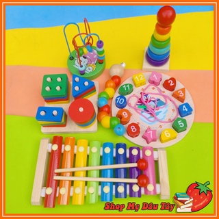 COMBO 6 MÓN ĐỒ CHƠI GỖ ⚡ HÀNG ĐẸP ⚡GIÁO CỤ MONTESSORI AN TOÀN CHO BÉ - PHÁT TRIỂN TRÍ TUỆ