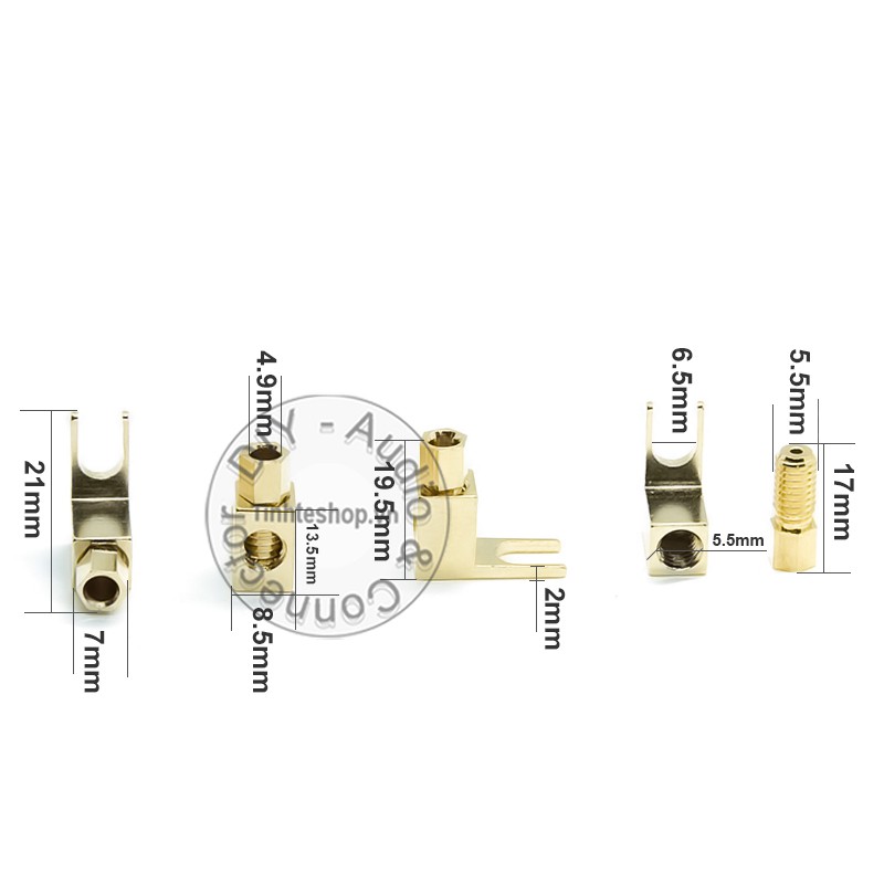 2 chiếc - Giắc cắm chuyển đổi bắp chuối sang càng cua cho Cọc cắm Loa, Ampli gold 24K