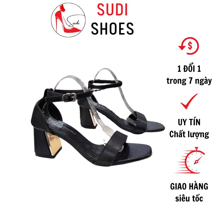 Giày cao gót 7p đế vuông quai ngang  SUDI - H11HB BAF 3 màu đơn giản trắng be đen dễ phối đồ