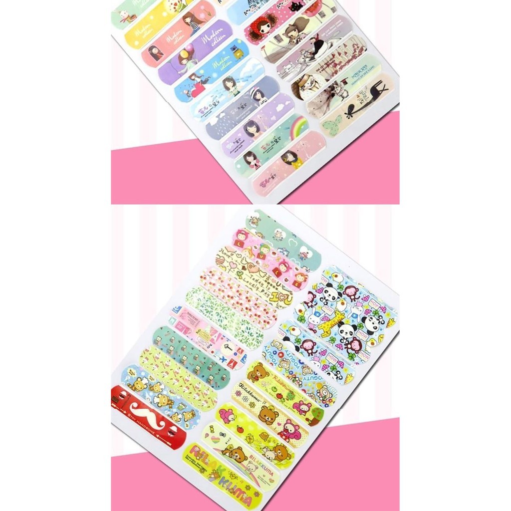 Băng keo dán vết thương hoạt hình siêu dễ thương hộp 120 miếng hộp to MÀU HỒNG