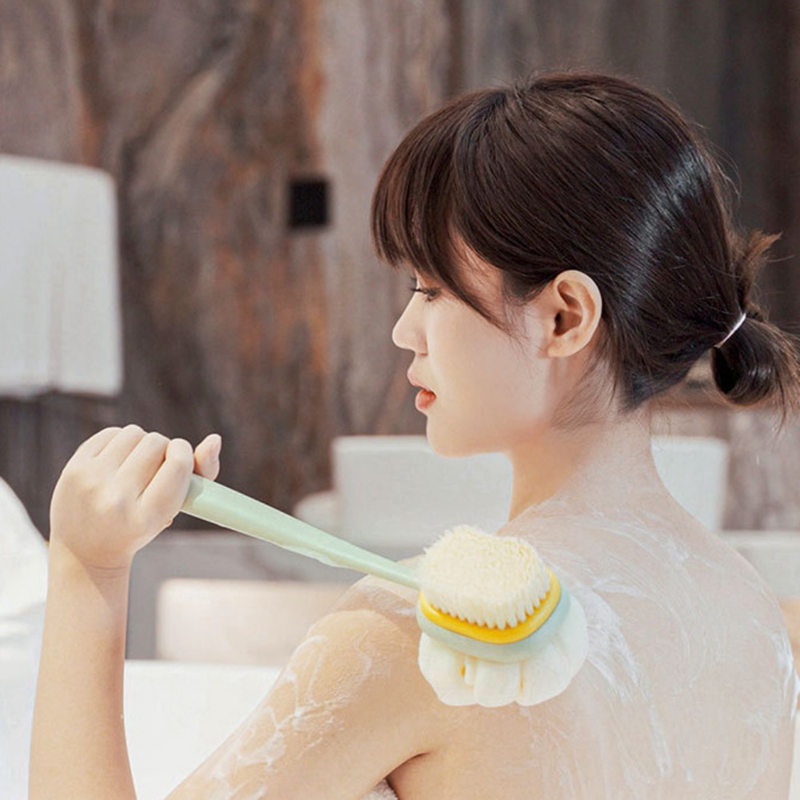 Cây Bông Tắm Chà Lưng BÍ NGÔ Cán Dài Lông Mềm Đa Năng Cho Người Lớn