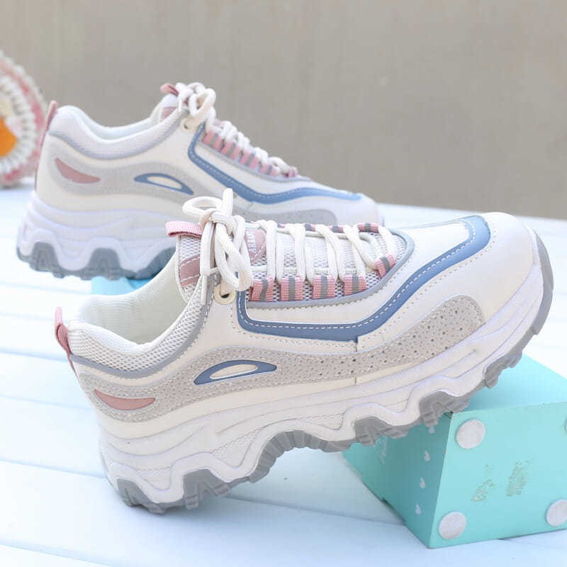 Giày Sneaker Nữ Phối Màu Hai Màu Cam Hồng Cao 3Cm Cực Xinh, Nhanh Nhẹn Cho Mùa Hè Năng Động | BigBuy360 - bigbuy360.vn