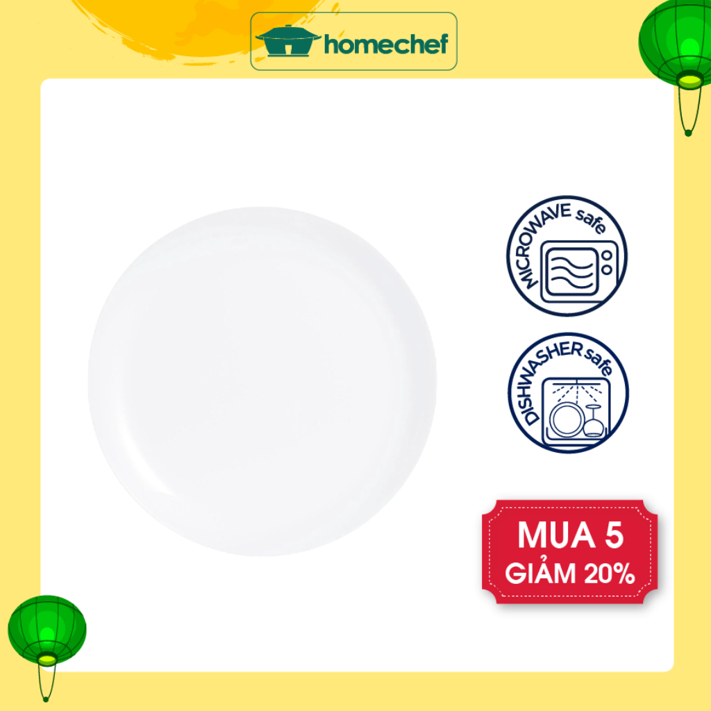 Đĩa (dĩa) thủy tinh cường lực Luminarc Diwali 27cm - N3604, dùng lò vi sóng, máy rửa bát