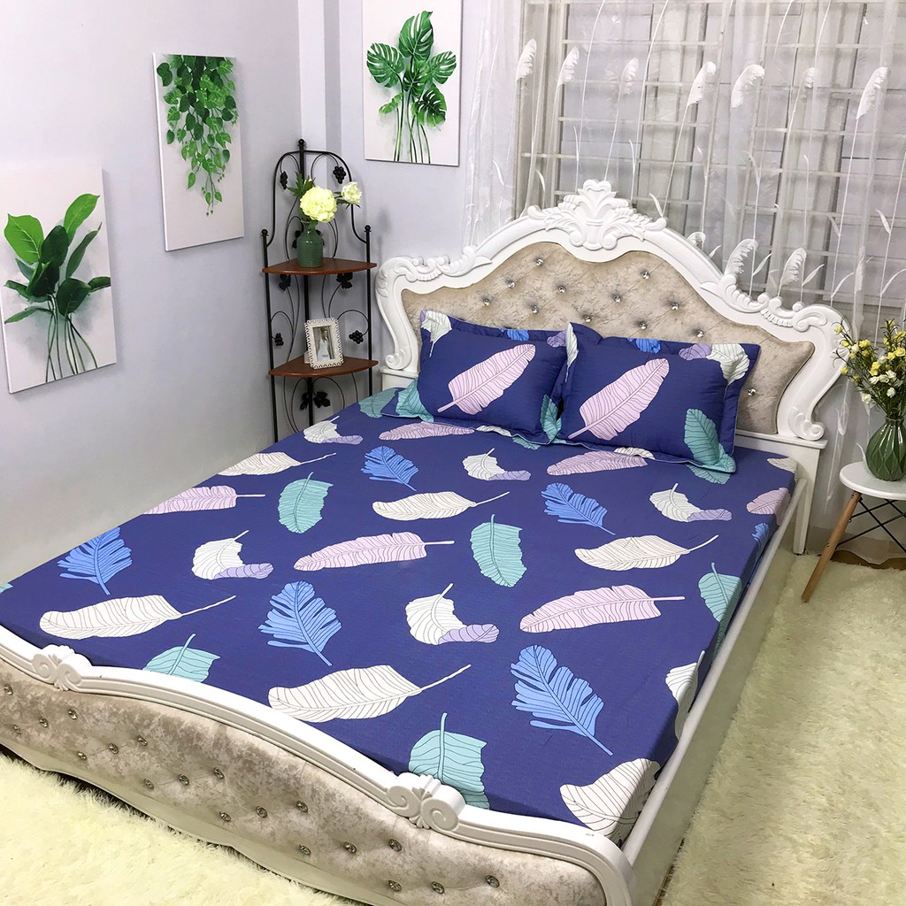 Bộ Ga Gối Cotton 100% Hàng Việt Nam Chất Lượng Cao Mẫu LÁ CHUỐI XANH. Thấm Hút Mồ Hôi Cực Tốt