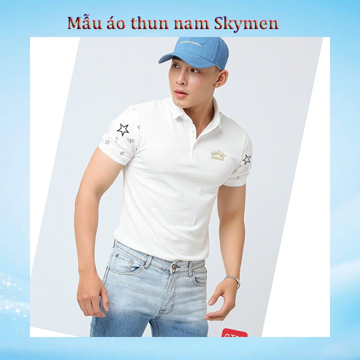 Áo thun nam có cổ tay ngắn mặc hè chất vải THUN COTTON 100%_ Skymen12