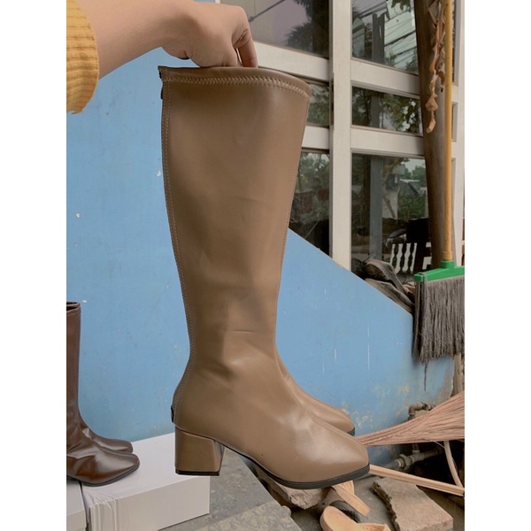 Boot Nữ Bốt Đùi Da Khoá Sau Gót Vuông 5cm | BigBuy360 - bigbuy360.vn