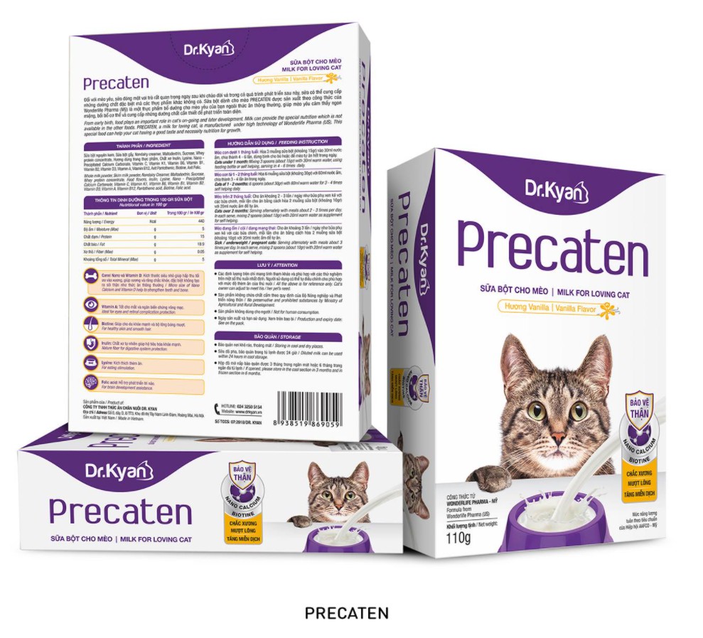 Sữa Bột Cao Cấp Dr.kyan precaten cho Mèo hương Vanilla