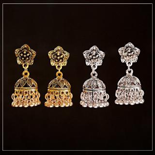 Nữ Boho Vintage Dân Tộc Ấn Độ Bông Tai 2020 Hoa Vàng Chuông Tua Rua Khắc Thả Tòn Ten Bông Tai Gypsy Trang Sức