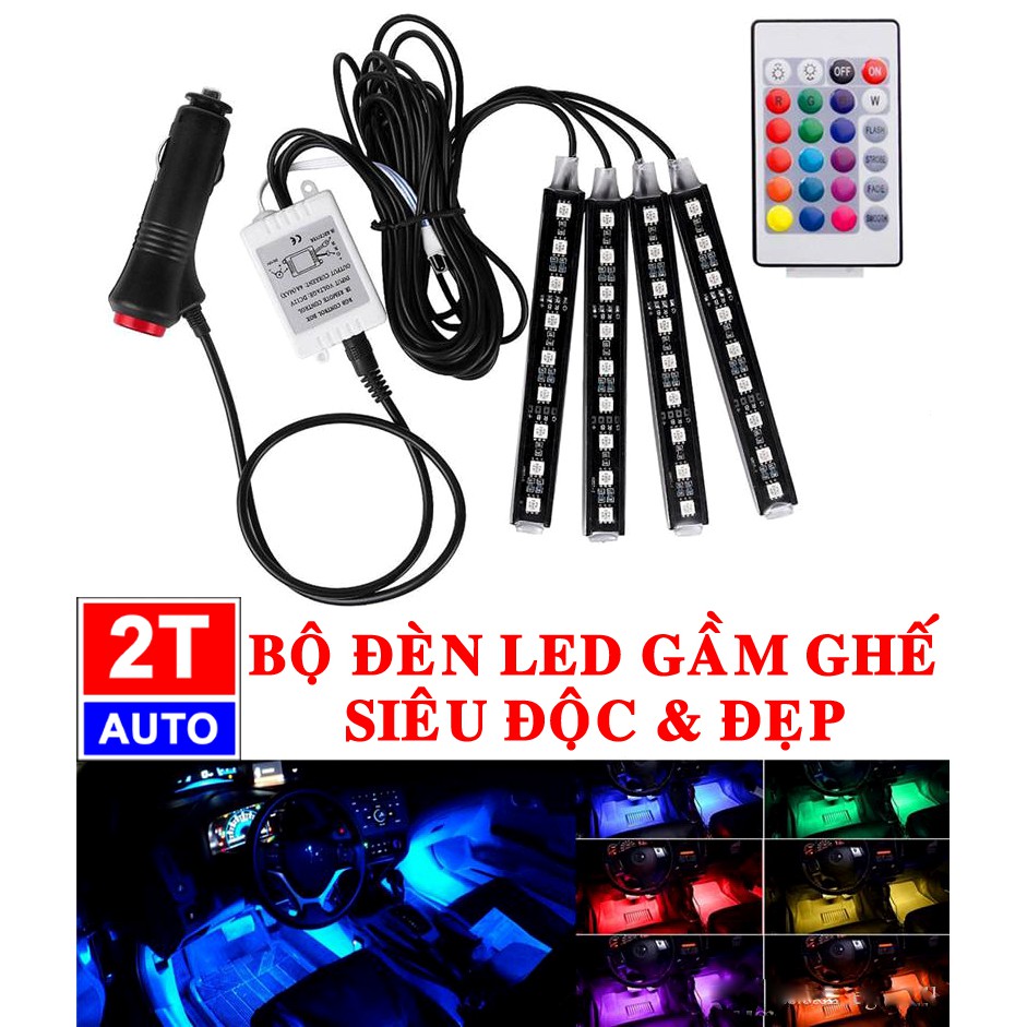 BỘ LED GẦM GHẾ XE HƠI ĐỔI MÀU NHIỀU CHẾ ĐỘ SIÊU SANG TRỌNG VÀ ĐẸP MẮT:   SKU:608