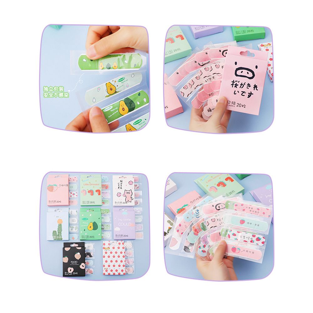 20Pcs/Box Cartoon Children's Waterproof Bandage Cute First Aid Hemostatic Band Aid Breathable Sterile Anti-wear Foot Stickers