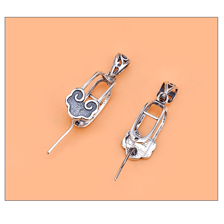 █diy゜ S925 Bạc●Mặt Dây Chuyền Bạc S925 Hình Trái Tim Đính Đá Ngọc Bích An Toàn