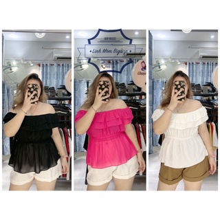 Áo voan đũi trễ vai bigsize linh móm