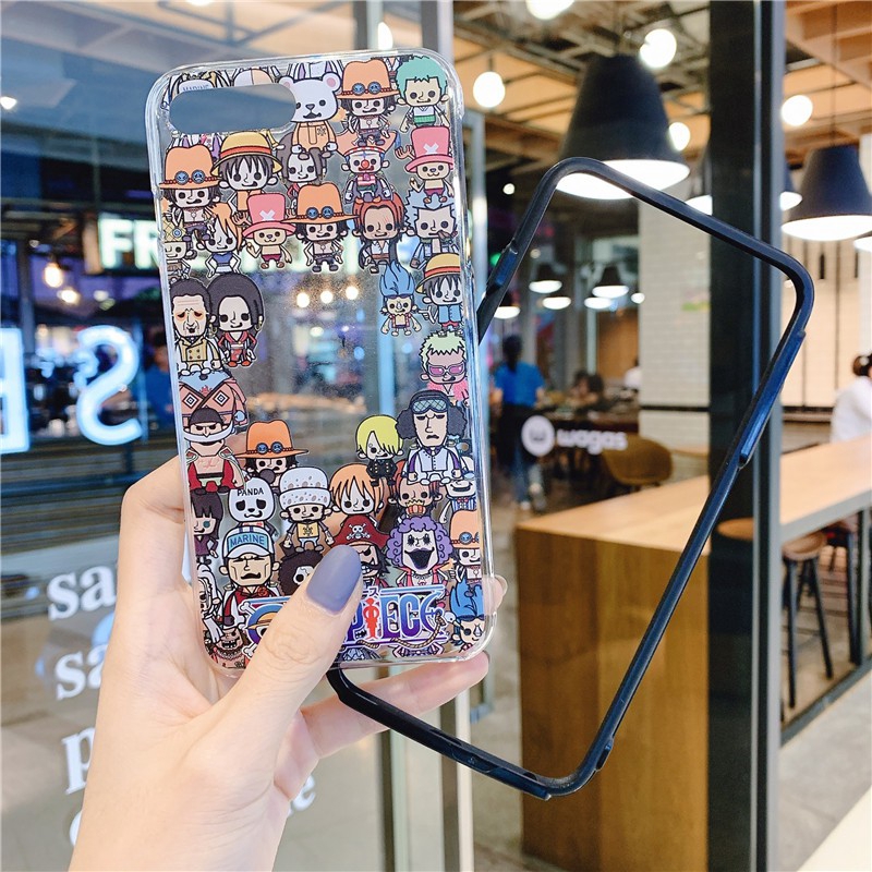 Ốp lưng IPHONEXR XSMAX X XS kính cường lực in họa tiết one piece kèm khung viền cho IPHONE6 7 8 SE2 11PROMAX