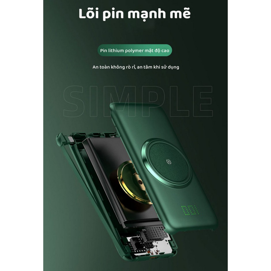 Pin dự phòng không dây tích hợp cáp sạc P1 GreenPower 20.000mAh - Home and Garden