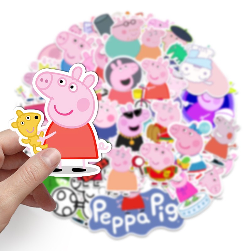 Set 50 Miếng Dán Trang Trí Hình Chú Heo Peppa Đáng Yêu