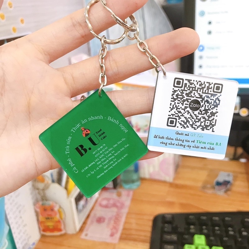 Móc khoá in mã QR code, STK theo yêu cầu-inopdienthoai.vn