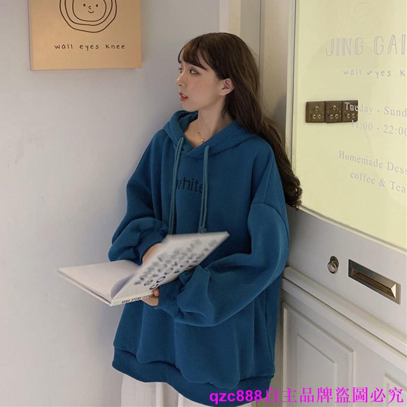 Áo hoodie nhung dày dặn màu cam form Oversize tay dài trẻ trung năng động