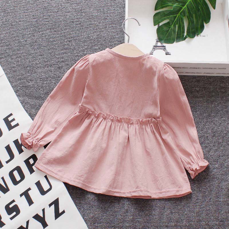 Đầm xòe tay dài họa tiết hoa xinh xắn cho bé gái