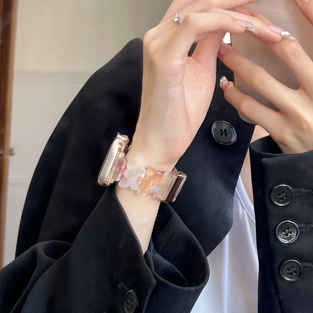 Dây Đeo Đồng Hồ Bằng Kim Loại Họa Tiết Bươm Bướm Cho iwatch 8 7 6 5 4 3 2 1 45mm 44mm 40mm 41mm 42mm 38mm