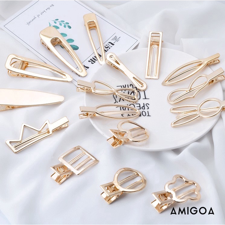【Amigoa】Kẹp tóc kim loại Hàn Quốc Pearl Set Hairpin Minimalist / COD