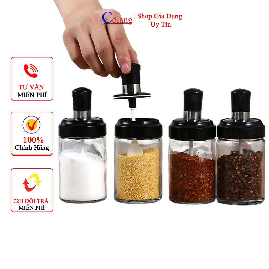 Hũ Đựng Gia Vị chống ẩm kèm thìa muỗng, lọ đựng gia vị thủy tinh 250ml | BigBuy360 - bigbuy360.vn