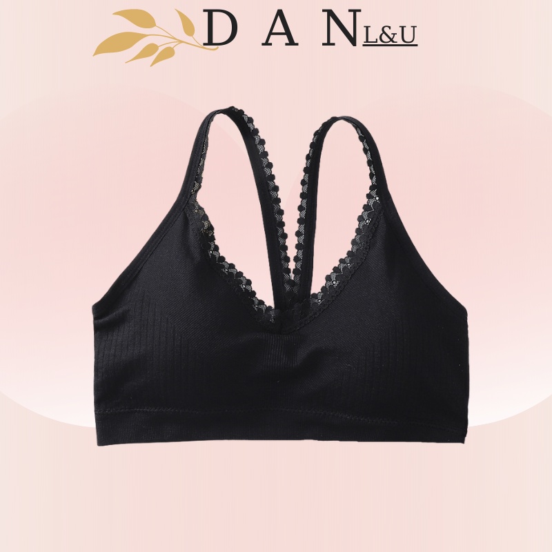 Áo Ngực 2 Quây Chéo Lưng Cotton Viền Ren Học Sinh DAN L&amp;U 2029
