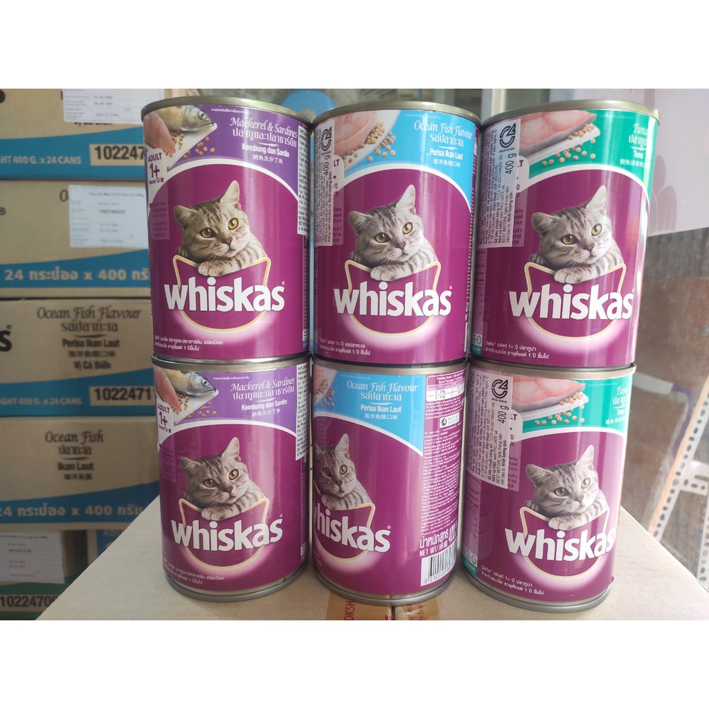 Pate Whiskas cho mèo lon 400g,thức ăn cho mèo dạng pate lon