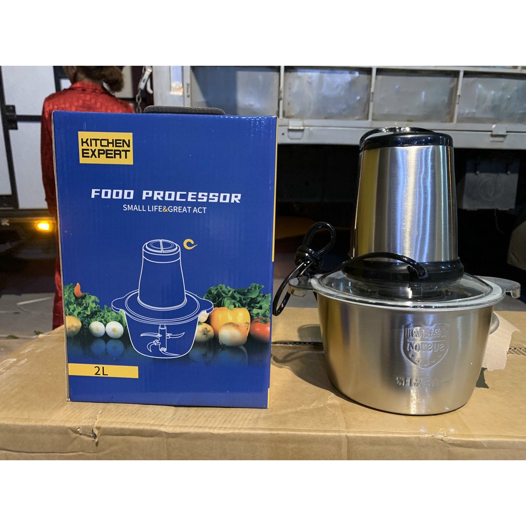 Máy Xay Thịt, Xay Đa Năng Cối Inox 💥 Không Gỉ 💥  4 Lưỡi Dao Kép 💥 Siêu Sắc Bén- 💥 Say thịt💥 Cá, Hoa Quả, Tỏi ớt💥
