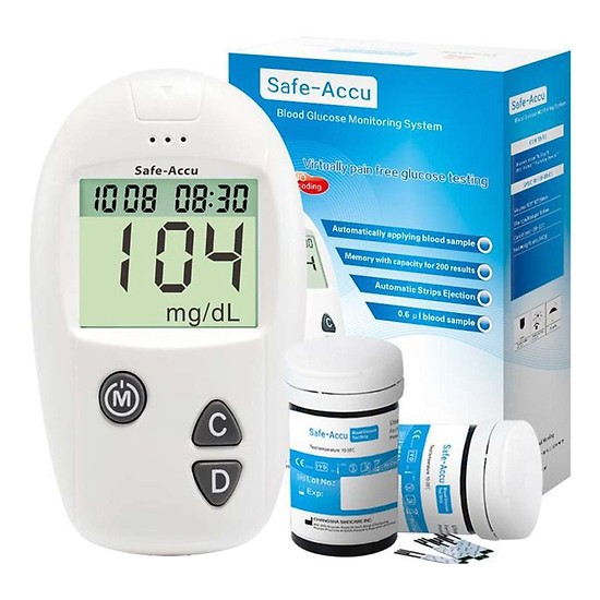 Máy Đo Đường Huyết Sinocare Safe Accu ( Kèm 25 Que, 25 Kim và 1 bút lấy máu )