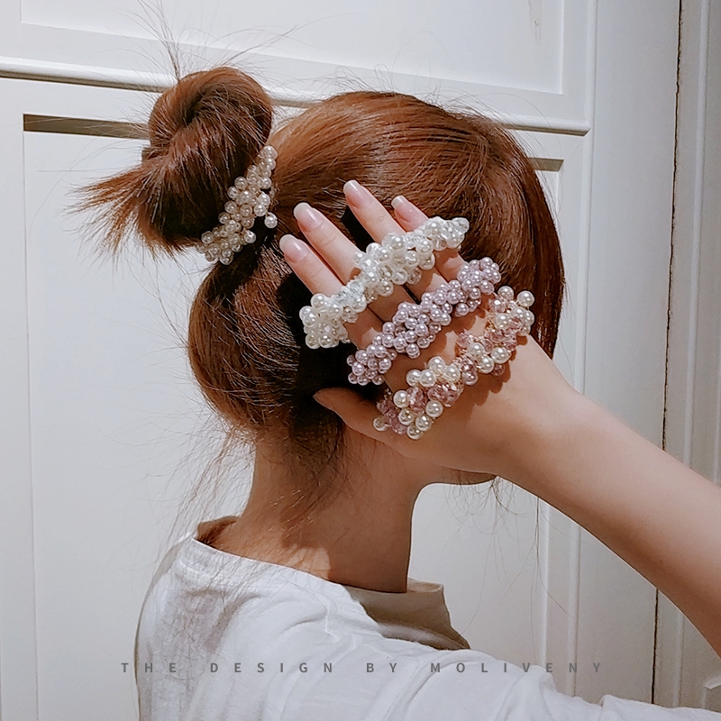 Elegant Pearl Hair Ties Beads Girls Scrunchies Rubber Band Ponytail Holders Hair Accessories