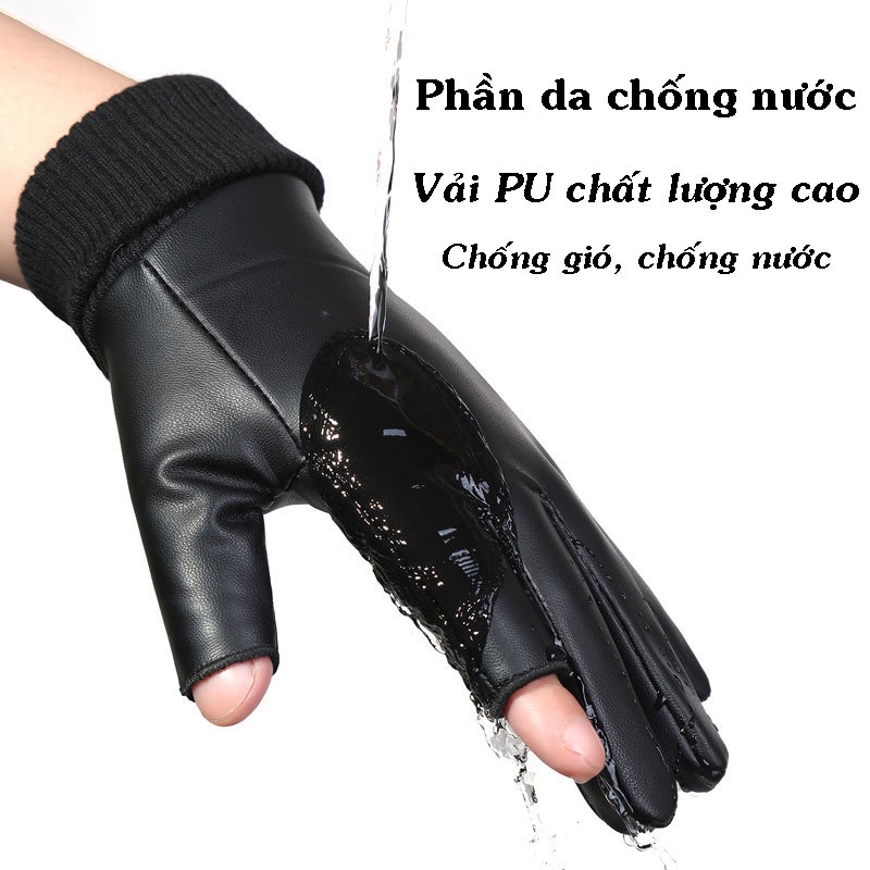 Găng tay da mùa đông ấm áp chống nước, cảm ứng điện thoại Fashion