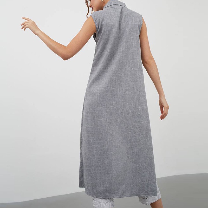 Áo thun nữ không tay dáng dài xẻ tà thời trang size lớn