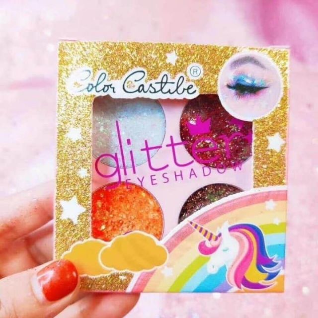 Nhủ mắt kim tuyến Glitter Color Castile Nhủ mắt Kim Tuyến 4 ô Unicorn