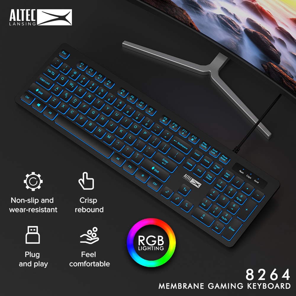 BÀN PHÍM GAMING ĐEN LED USB ALGK 8264 ALTEC LANSING