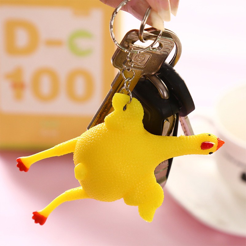 Đồ chơi nắn bóp giảm căng thẳng hình con gà đẻ trứng có gắn móc khóa cho trẻ em và người lớn