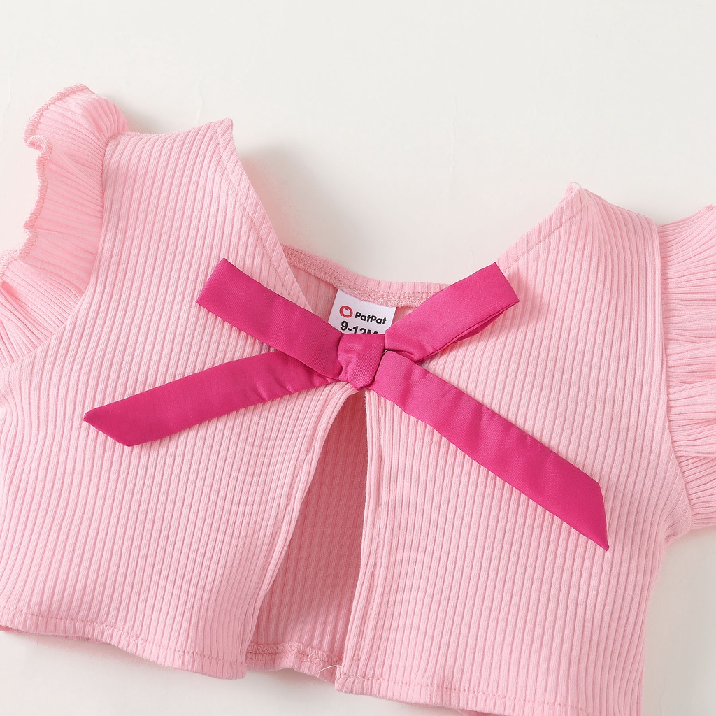 Set đồ 2 mảnh Mikrdoo gồm áo tay xòe + quần denim dễ thương cho bé gái