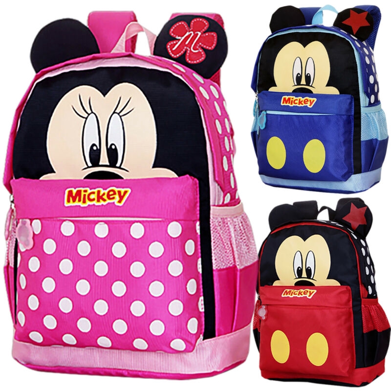 Mickey School Bag for Kids Boys Girls Cartoon Book Zipper High Capacity