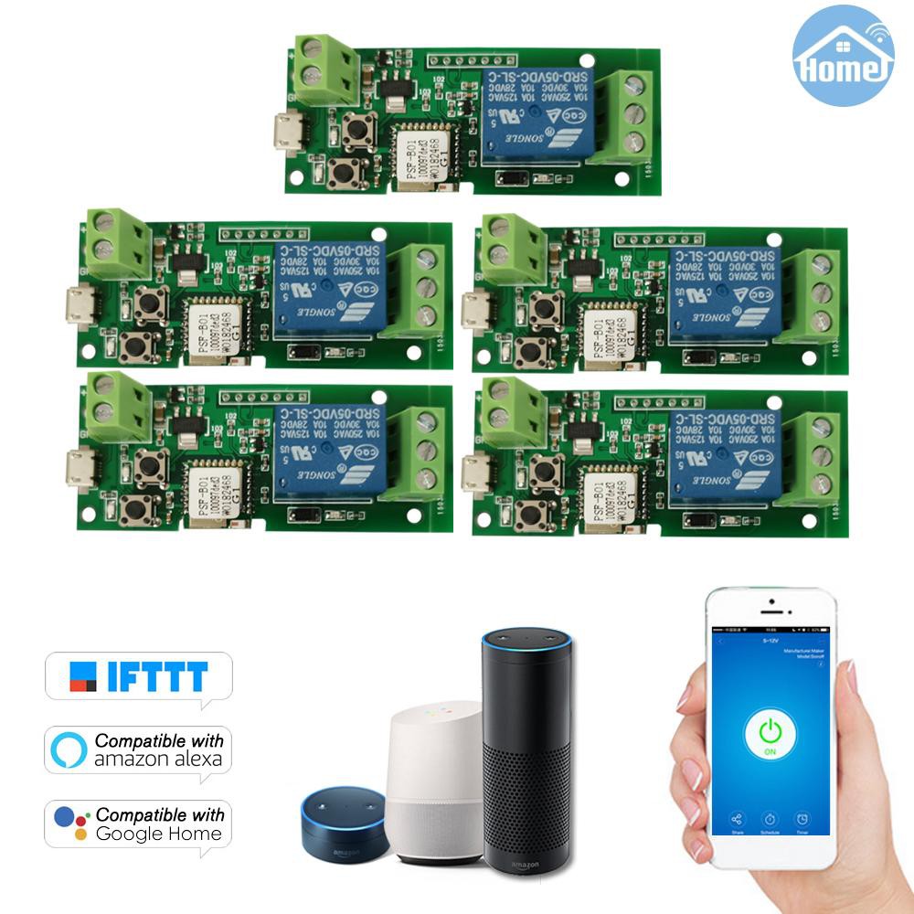 ALEXA Set 5 Mô Đun Rơ Le Wifi Không Dây Thông Minh Ewelink Usb Dc5V