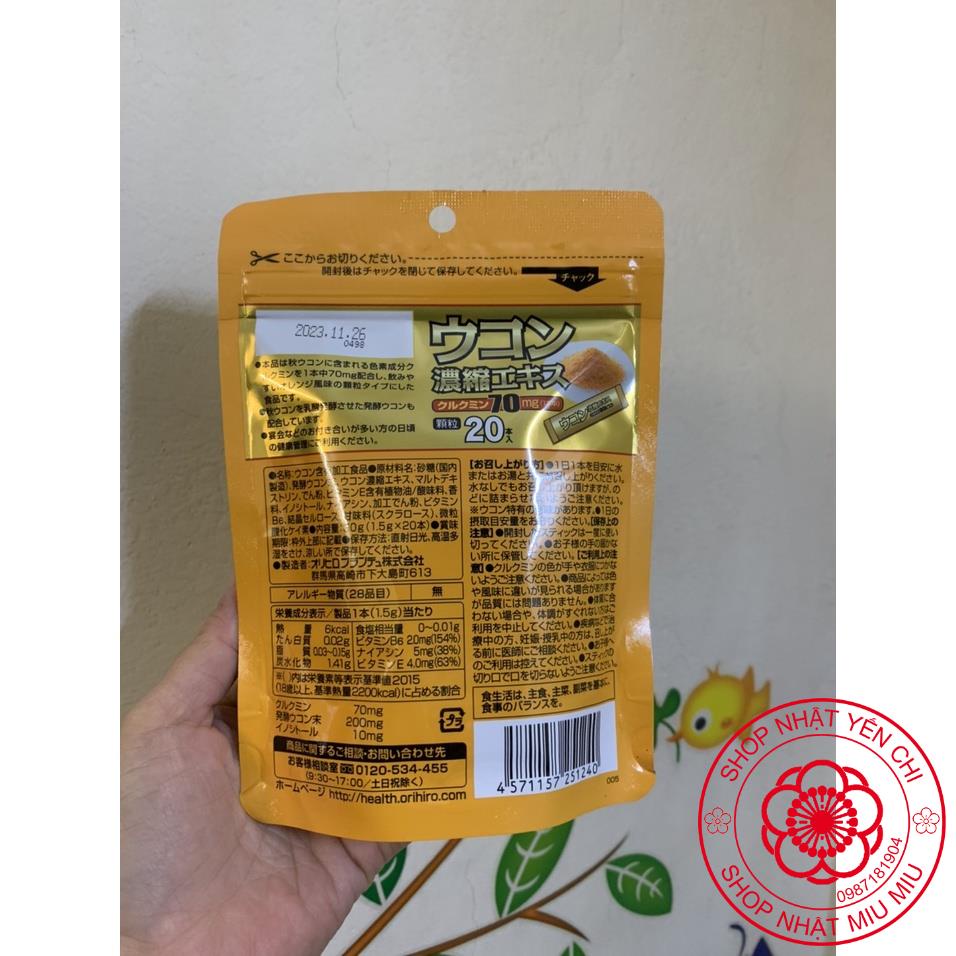 Tinh bột nghệ giải rượu ORIHIRO KOZU Nhật Bản túi 20 gói