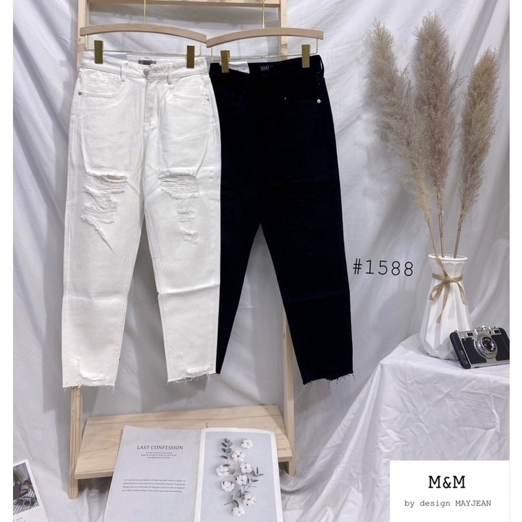 Quần Baggy Nữ , Quần Kaki Nữ M&M OFFICIAL phong cách năng động lưng cao tôn dáng , 3 màu đen/be/trắng [1588]