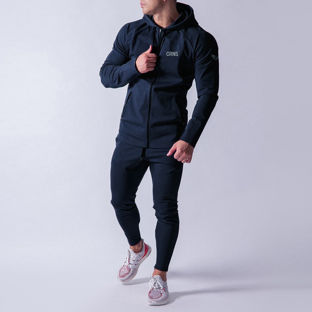 Bộ Áo Khoác Quần Jogger Nam Tập Gym CRNS Chất Nỉ Thun Cotton Cao Cấp Co Dãn 4 Chiều