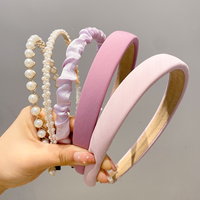 Bộ 3 Băng Đô Rửa Mặt Đính Ngọc Trai Phong Cách Hàn Quốc Dành Cho Nữ