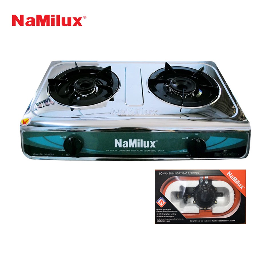 COMBO Bếp gas NAMILUX NA-606ASM + Van điều áp ngắt gas tự động NAMILUX NA-345S-VN