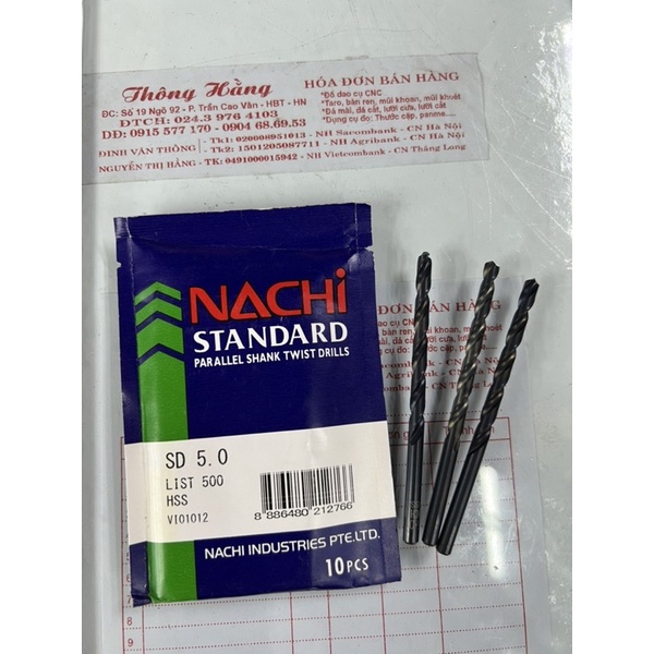 Khoan Nachi chuyên thép List 500 từ phi 4,1 đến 5mm đồng giá 40k/ chiếc. Hàng chất lượng cao.