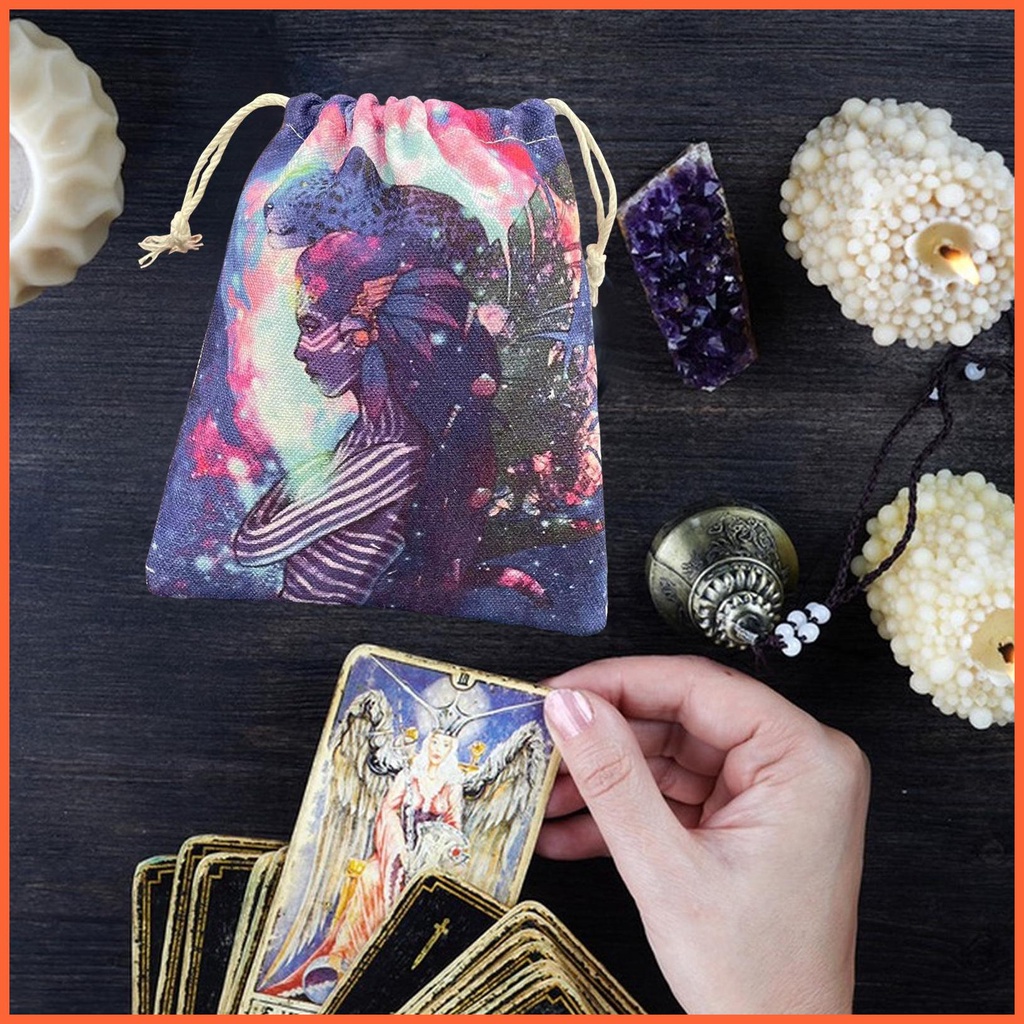 Túi Nhung Dây Rút Đựng Bài Tarot Thêu Họa Tiết Oracle DND Dungeons Và Rồng