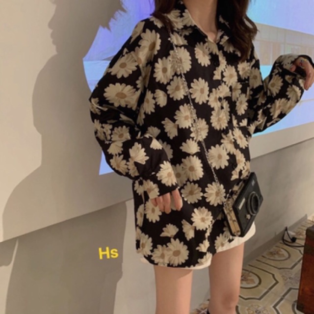 Áo sơmi hoa cúc dài tay HSN987