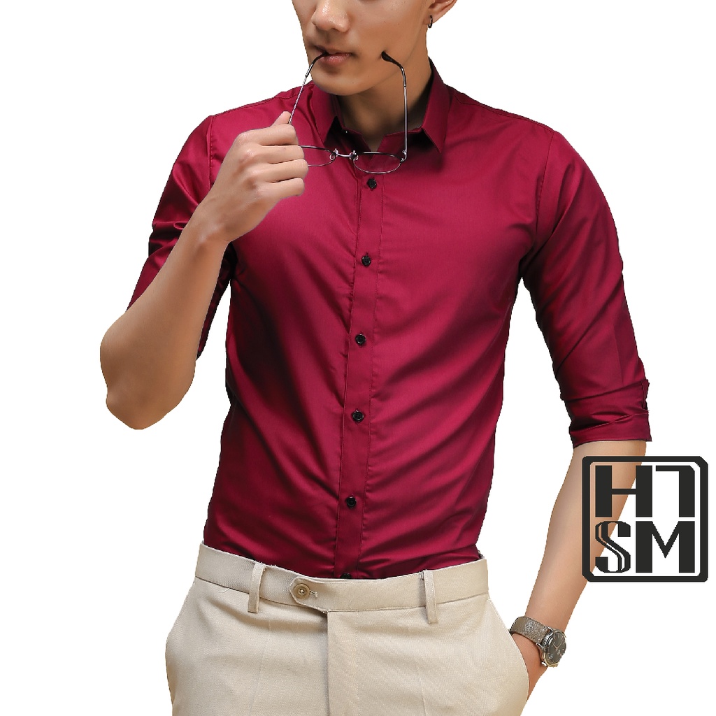 Áo sơ mi nam HSTM dài tay vải lụa 39