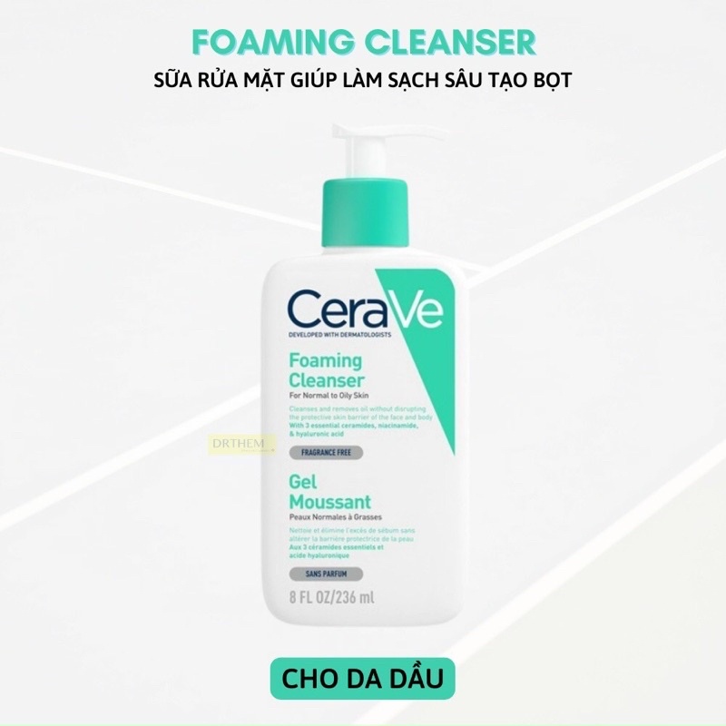 Sữa rửa mặt Carave dầu mụn - xanh ngọc ,237ml