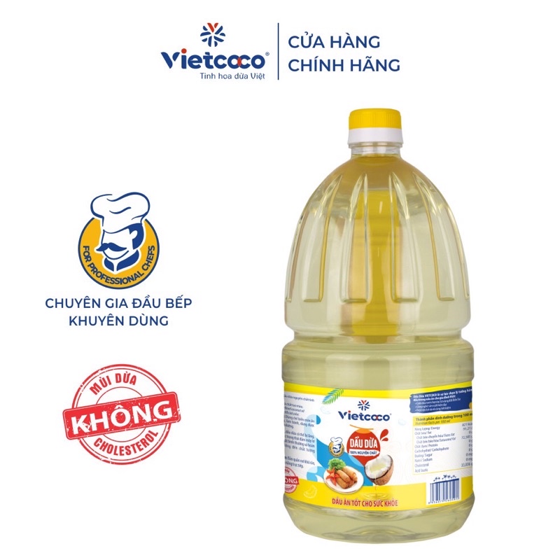 Dầu Dừa Tinh Luyện 2 lít  Nguyên Chất VietCoCo